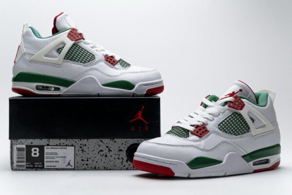 AQ3816-063 Air Jordan 4 Retro White Green Red - Image 2
